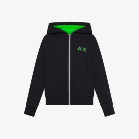 Black cotton fleece zip hoodie