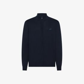 Cardigan in maglia di cotone con zip blu navy