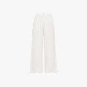 Pantaloni in misto lino bianco panna