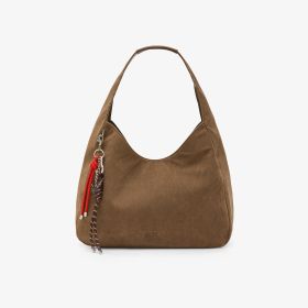 Borsa hobo in velluto beige scuro