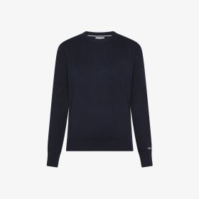 Maglia girocollo in lana e cotone navy blue
