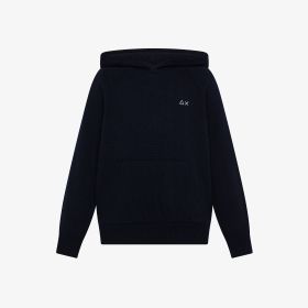 Maglia in lana e cashmere con cappuccio navy blue