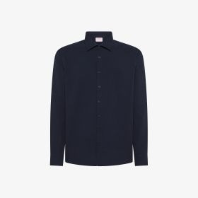 Navy blue seersucker cotton shirt