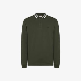 Polo in piquet con colletto a righe militare scuro