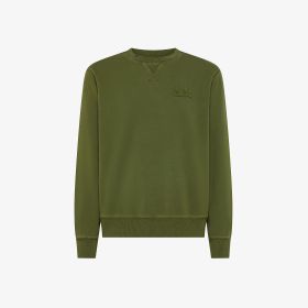 Felpa girocollo in cotone effetto vintage verde militare