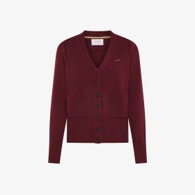 Cardigan in lana e cashmere bordeaux