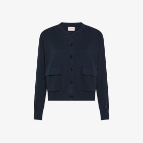 Cardigan in maglia di cotone blu navy