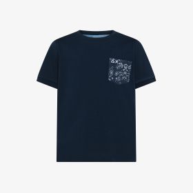 Navy blue cotton jersey T-shirt with pocket