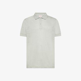 Polo in jersey di lino grigio chiaro