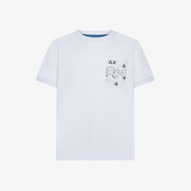White cotton jersey T-shirt with pocket