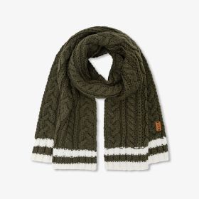 Dark military cable-knit wool blend scarf