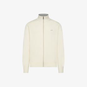 Off white wool and cashmere zip cardigan