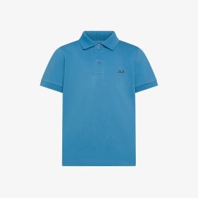 Polo con stampa paisley in cotone blu avio