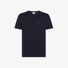 Navy blue jersey t-shirt with pocket