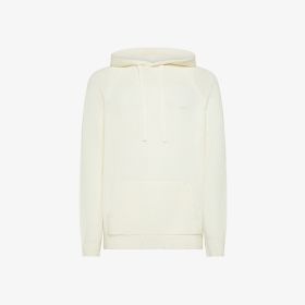 Maglia in lana vintage con cappuccio bianco panna