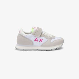 Sneaker Girl's Ally Solid in suede e nylon bianco/fucsia fluo