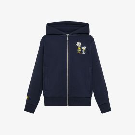 Navy blue Peanuts cotton zip sweatshirt
