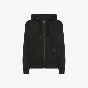 Black cotton fleece zip hoodie