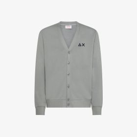 Cardigan in felpa di cotone con bottoni grigio medio