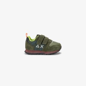Sneaker Boy's Tom Snake in nylon e suede verde militare scuro