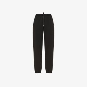 Pantaloni in piquet di cotone nero