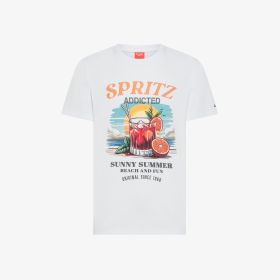 T-shirt in jersey di cotone con stampa bianco/azzurro