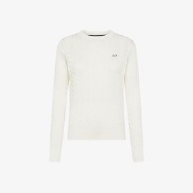 Off white cotton cable-knit jumper