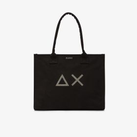 Shopping bag Cali grande in tela di cotone nero