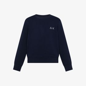 Felpa girocollo in cotone navy blue