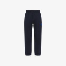 Pantaloni jogging in felpa con logo fluo navy blue