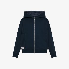 Navy blue cotton fleece zip hoodie