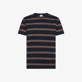 T-shirt in jersey di cotone a righe blu navy/marrone