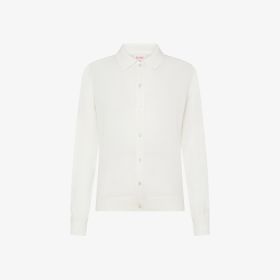 Cardigan in maglia di cotone bianco panna