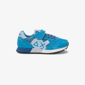 Sneaker Boy's Jaki Bicolor in mesh e suede turchese/blu avio scuro