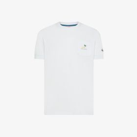 T-shirt in jersey di cotone con ricamo bianco