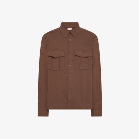 Cacao brown linen and cotton overshirt