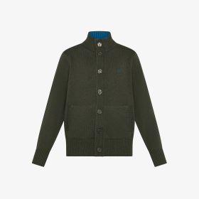 Cardigan in lana e cashmere militare scuro