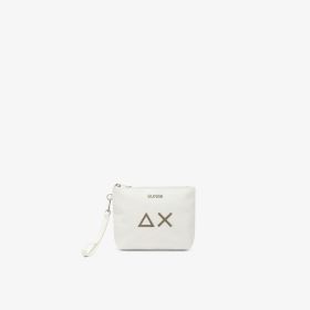 Pouch in tela di cotone bianco panna