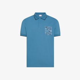 Polo con taschino in cotone blu avio