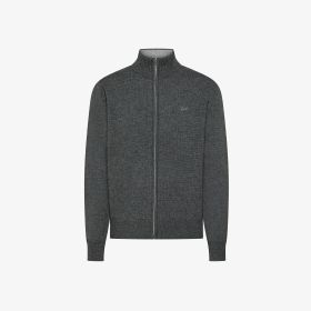 Cardigan in lana e cashmere con zip grigio scuro