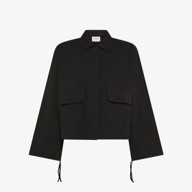 Black cotton piqué jacket