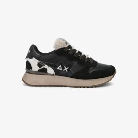 Sneaker Stargirl Animalier in nylon e suede nero