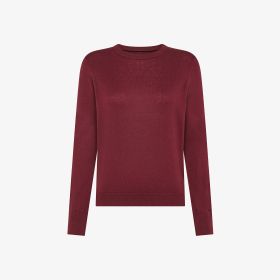 Maglia girocollo in lana e cotone bordeaux