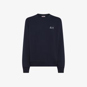 Felpa girocollo in cotone navy blue