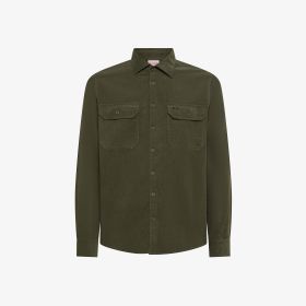 Dark military green cotton corduroy shirt