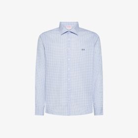 White/light blue printed cotton shirt