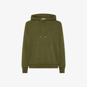 Felpa in cotone effetto vintage con cappuccio verde militare