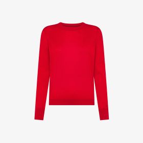 Maglia girocollo in lana e cotone rosso fuoco