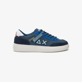 Navy blue Luis nylon and suede sneaker