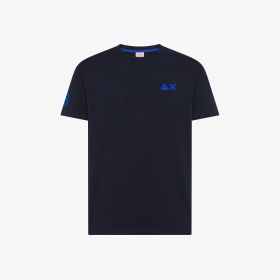 T-shirt in cotone con logo fluo navy blue